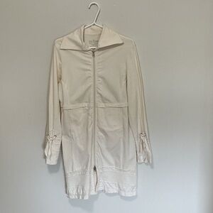 neon buddha Cream Zip-Front Midi Jacket